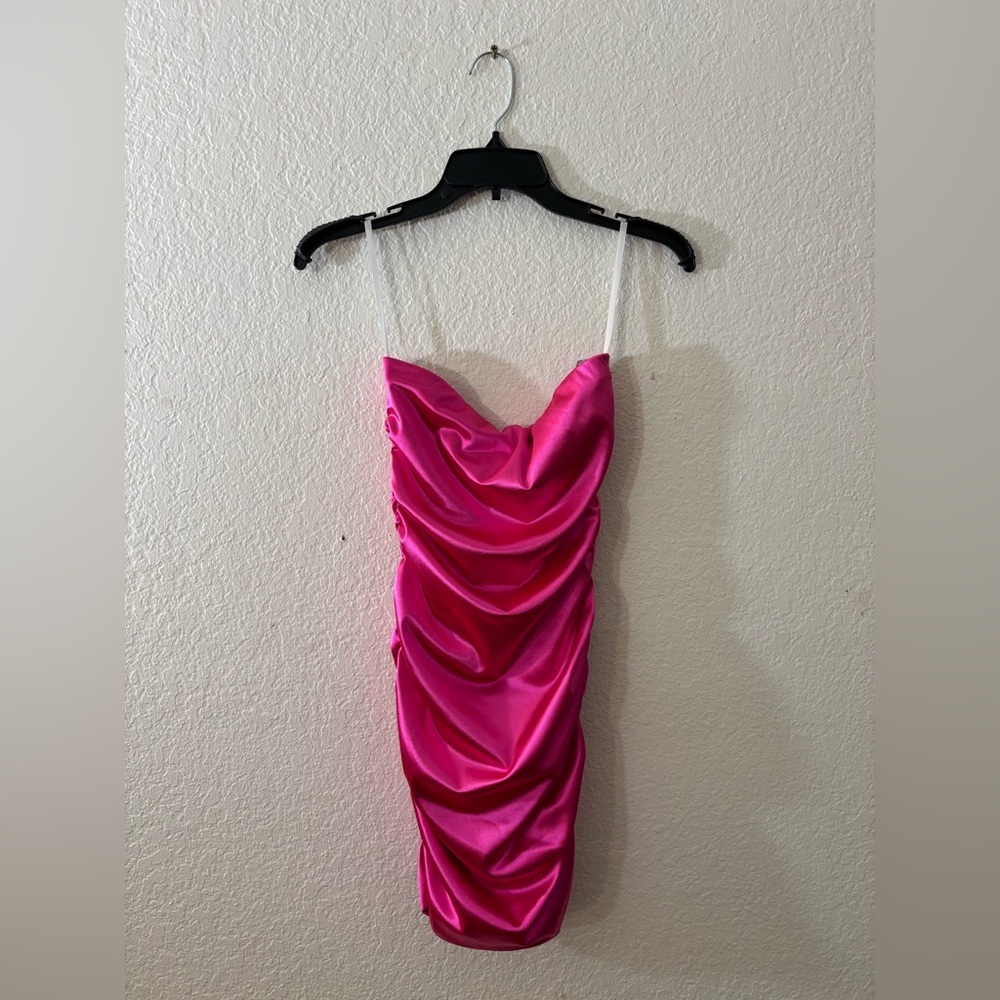 Un Deux Trois UDT Fashion Girls Pink Satin Ruched Party Dress Size M Big Kids